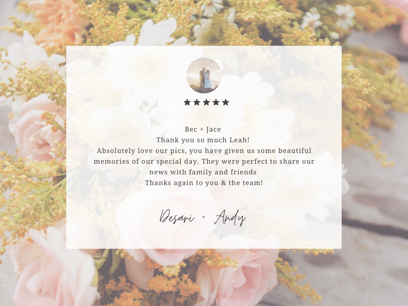 The team from Super Simple Noosa Elopement have been amazing to work with. Communication was fast between any of the team. Leah, Jacqui and Marlies are friendly and easy to work with. The ladies are very good at what-9.png