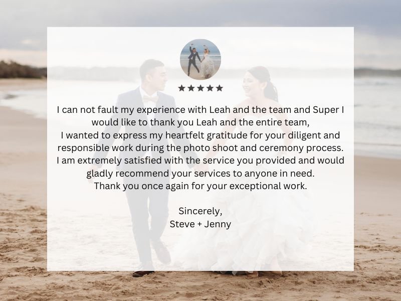 The team from Super Simple Noosa Elopement have been amazing to work with. Communication was fast between any of the team. Leah, Jacqui and Marlies are friendly and easy to work with. The ladies a.jpg