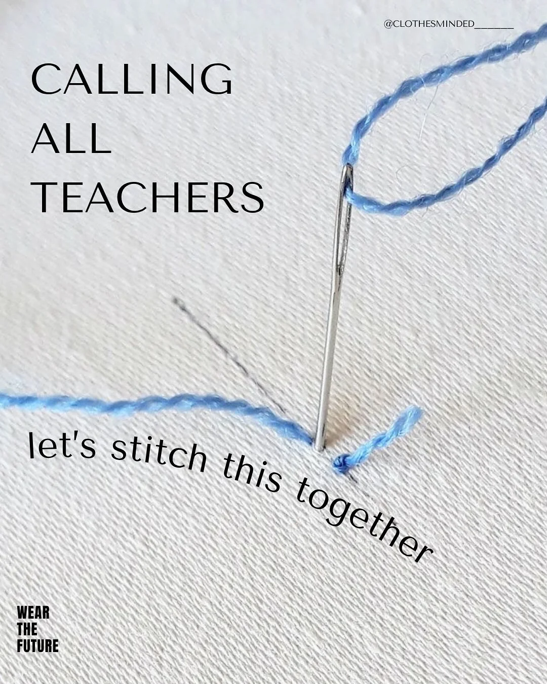 Calling all teachers - Help us stitch this together!
We’re creating Wear the Future online teacher resources — and your input will help us design tools that are practical, inspiring, and made for the classroom.
Complete the survey befor