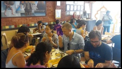 The parents enjoyed the food and the company during the Deepavali experience.