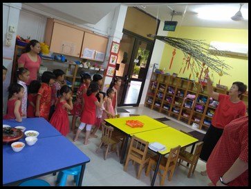  The teachers gave the children a tour around the classroom and Mrs. Jo showed them the different decorations and the meanings behind each one. 