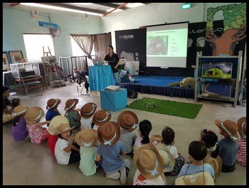  Ms. Edwina explained to the children about various types of Tortoises and Turtles namely the Amazon Yellow Spotted Turtle, African Spurred Tortoise, Radiated Tortoise, Hermann's Tortoise and the Star Tortoise which are on their way back to India. Th