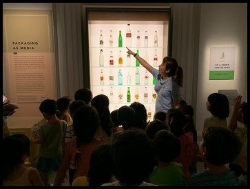  Then, the children moved on to look at the array of empty glass bottles. Mrs Geraldine shared that in the past, these bottles would be reused – they get collected, cleaned and refilled with beverages to be sold again to customers. 