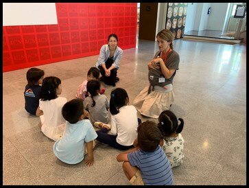  They were then split up into three groups and each were allocated a docent. Mrs Natalia, Ms Anisha and Ms Ambica refreshed them on their museum etiquette and an introduction on what the children can expect during the session. 
