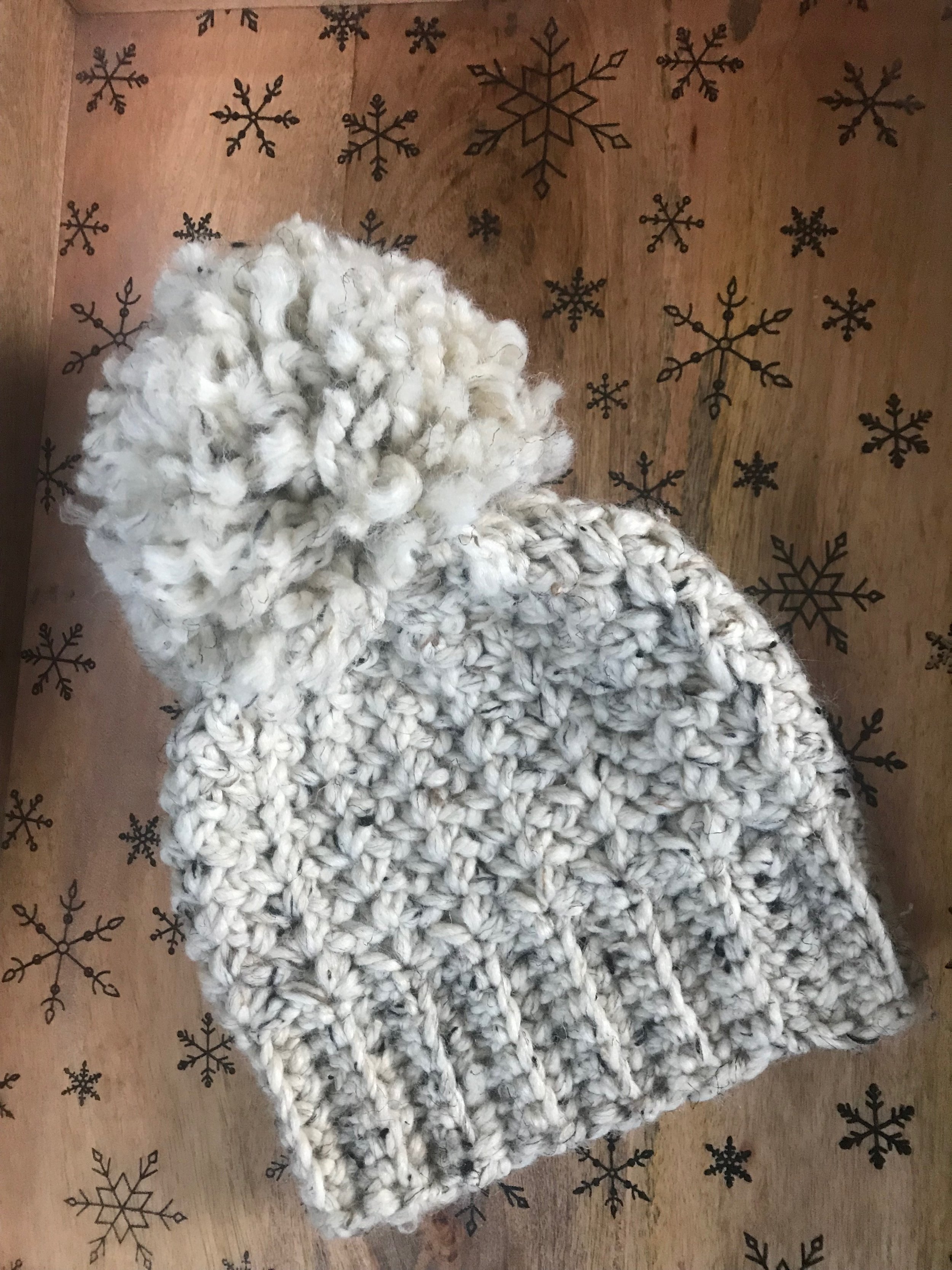 Classic Handmade "Doodle Mom" Toque with Large Fur Pom Pom