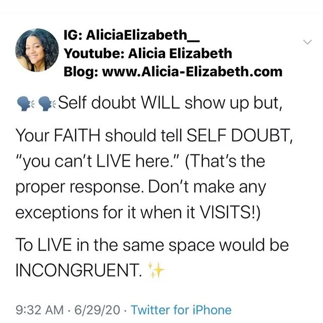 06&bull;29&bull;2020🌻Living incongruent is exhausting! This is why you&rsquo;re tired! Your faith, when you really believe it, moves MOUNTAINS! Stop letting little ole mole hill &ldquo;SELF DOUBT&rdquo; cancel the assignment and purpose on your life