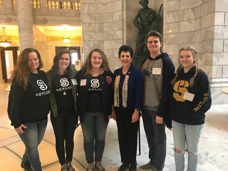 Kathy Swift and Skyline High School Seniors