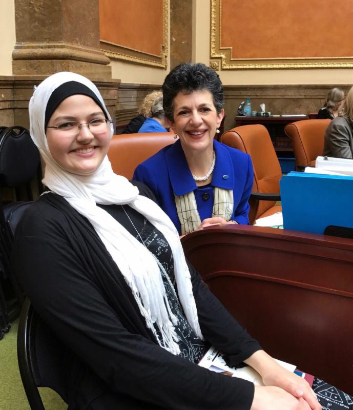 Maryam Kergaye, a student from the Academy for Math Engineering and Science, joined me in the House Chambers after being acknowledged for her award-winning art.