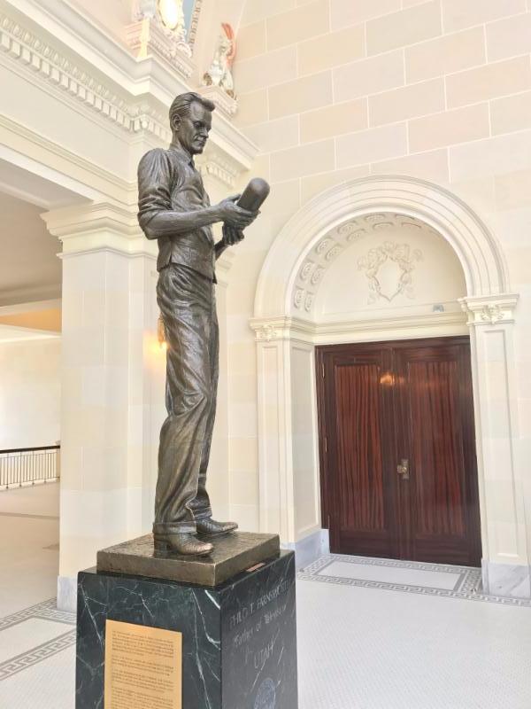  Philo T. Farnsworth is credit as the inventor of the modern television, which he pioneered in Utah. This same statue can also be found in the United States Capitol.