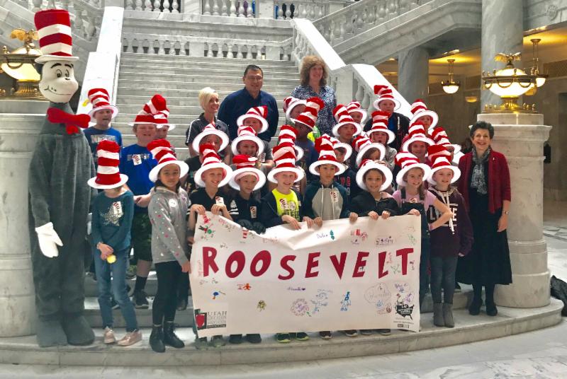 Students from Roosevelt Elementary came to visit for Read Across America Day.