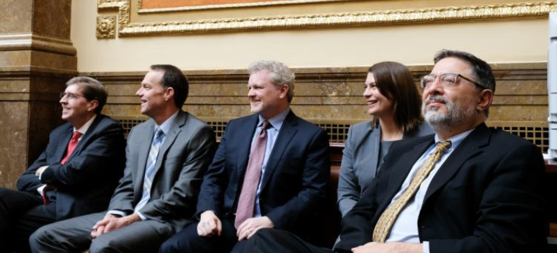 The Utah Supreme Court: Chief Justice Durrant, Associate Chief Justice Lee, Justice Pearce, Justice Petersen, and Justice Himonas
