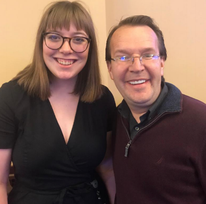 Intern Abigail Mower and Southern Utah University Education and Shakespeare Studies Director Michael Barr