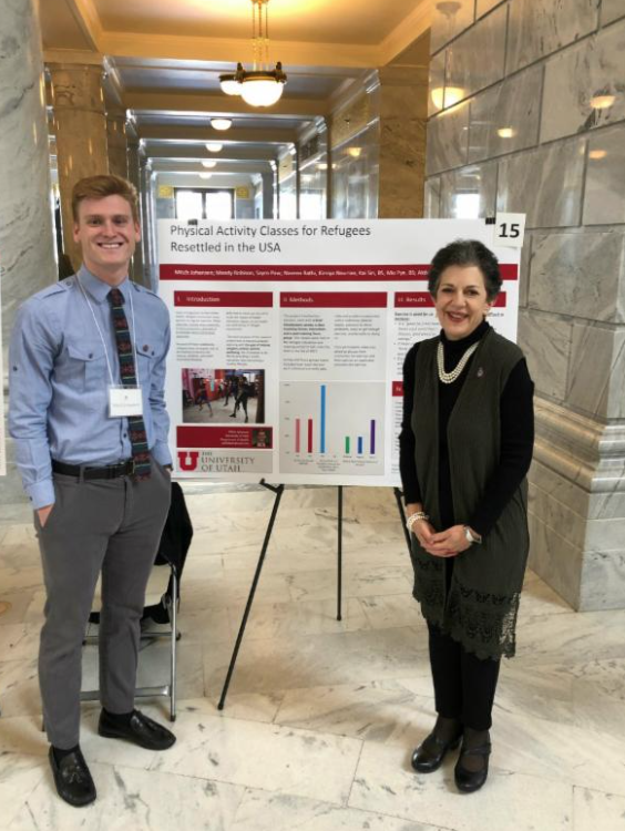 U of U student Mitch Johansen and Representative Arent at Research on Capitol Hill day