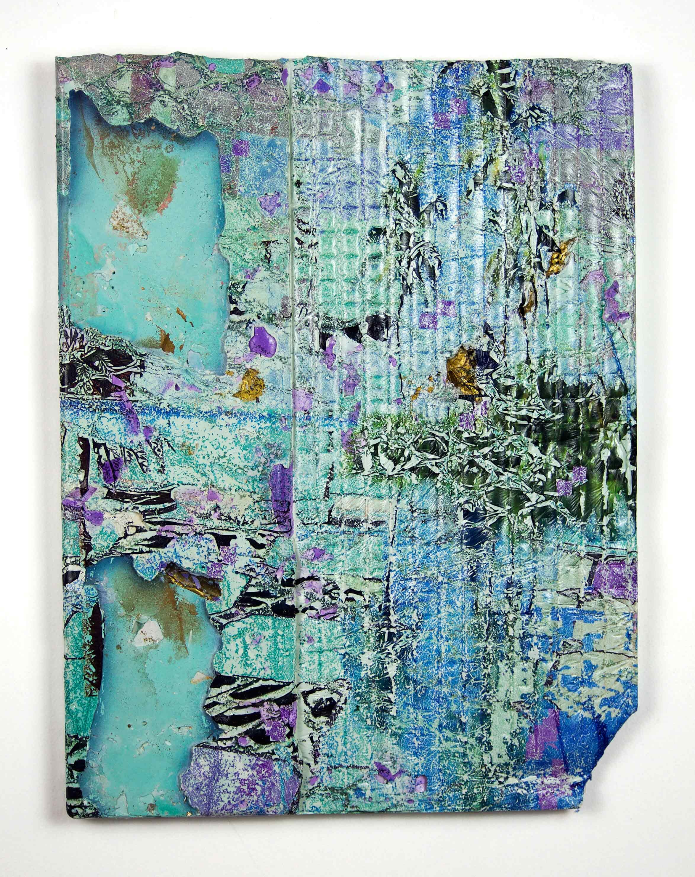   Islands in the Stream   Plaster, mesh, acrylic, water transfer print  40cm x 30cm 