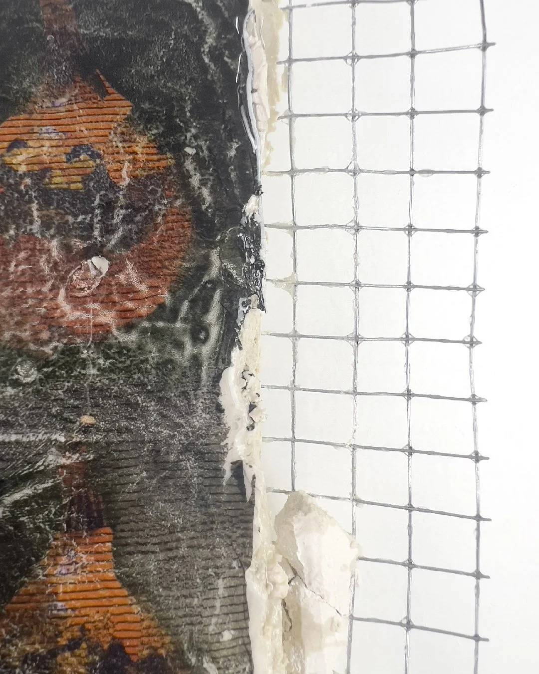 Queen (Detail) Plaster, acrylic, mesh, epoxy resin, digital print on hydro film 55cm x 45cm