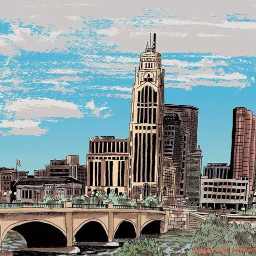A beautiful portrait of Columbus, Ohio by Noah Van Sciver . Check out more of his work on his Instagram !