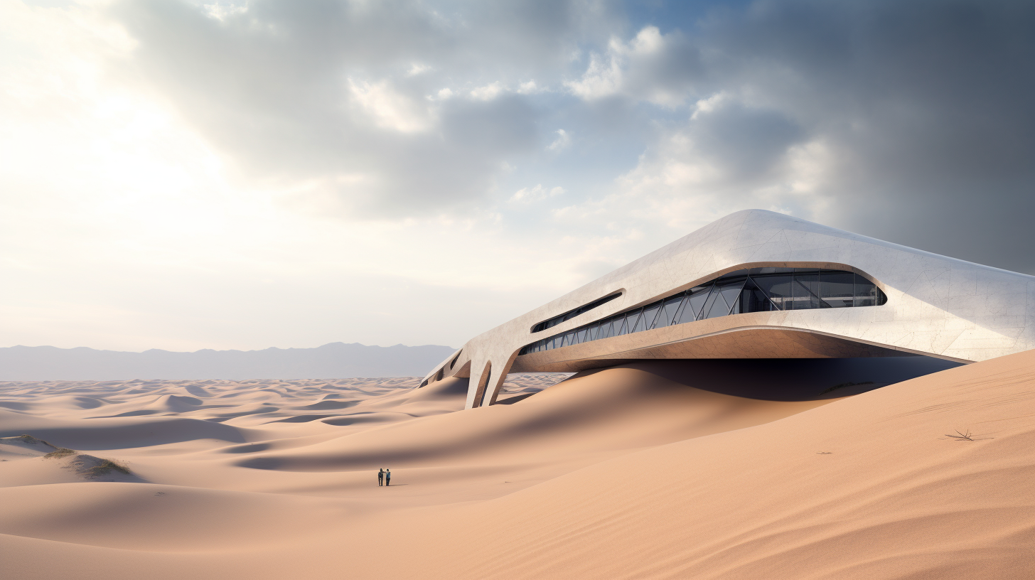 LesserRobots_a_long_low_planar_futuristic_building_in_the_deser_4cb366ec-2454-47fc-853b-de2d19168f3c.png