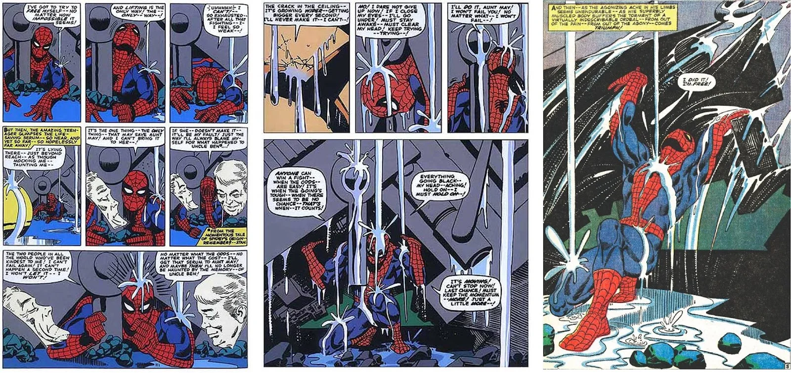 Una delle scene più famose nella storia di Spider-Man, in Capitolo Finale . La rivalsa dell’eroe, l’epica, il leit motiv degli shonen. Lì si sarebbe trasformato in Super Sayan, tipo.