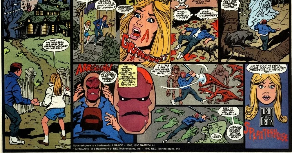 Nel port di Splatterhouse per TurboGrafx-16, venne allegato un piccolo fumetto che ricordava Eeerie e Creepshow e i mitici comics di Zio Tibia degli anni Settanta.