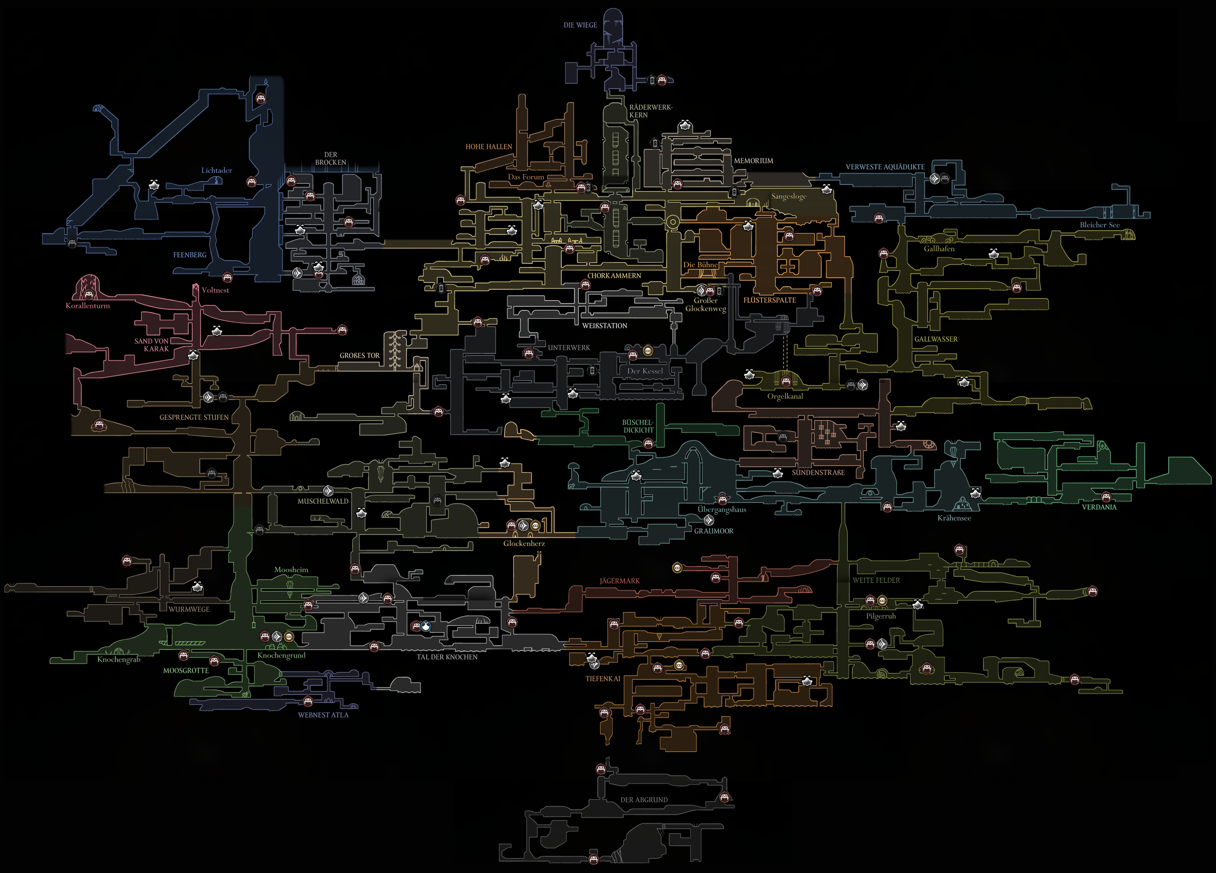  Le mappe di   Hollow Knight   e   Silksong   a confronto con quelle di   SOTN   