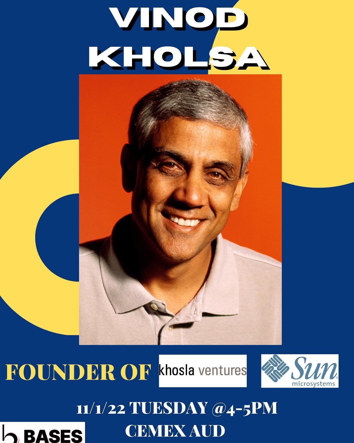 TOMORROW ✨💫 Vinod Khosla is a legend&nbsp;in both the VC and startup space, having built a multi-billion dollar company in SUN Microsystems that redefined computing in the 80&rsquo;s. He then took on the tech monopolies of the 90&rsquo;s by investin