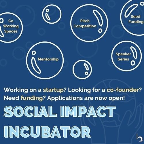 Our inaugural Social Impact Incubator and Pitch Competition has officially been launched! 🎉🎉🎉

Passionate about social entrepreneurship? BASES is here to help you develop a strong idea into a sustainable startup! Applications are reviewed on a rol