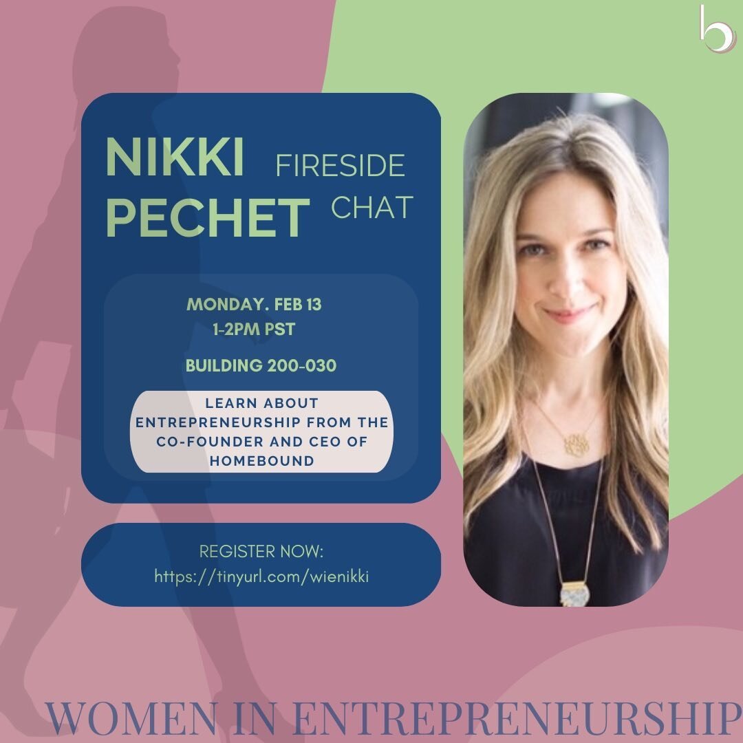 Registration is now open for the BASES Women in Entrepreneurship fireside chat with Nikki Pechet, the co founder and CEO of Homebound! 

Limited seats! Sign up at: https://tinyurl.com/wienikki