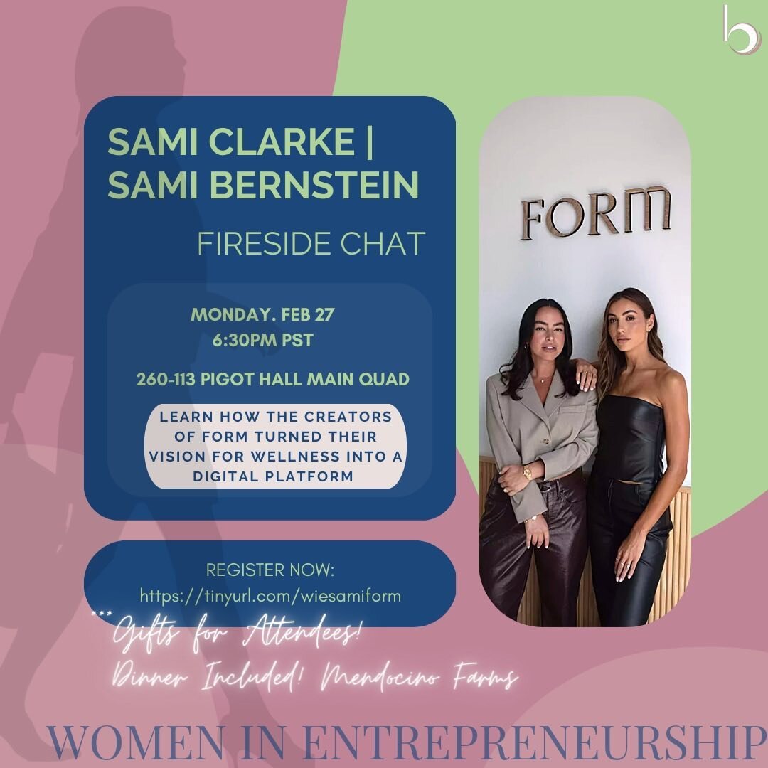 Sign ups are open for the second fireside chat in our Women in Entrepreneurship Summit! 👩&zwj;💼🚀Learn more about the digital wellness platform @joinform by @samiclarke this Monday 6:30pm! 

We&rsquo;ll have dinner from Mendocino Farms and there wi