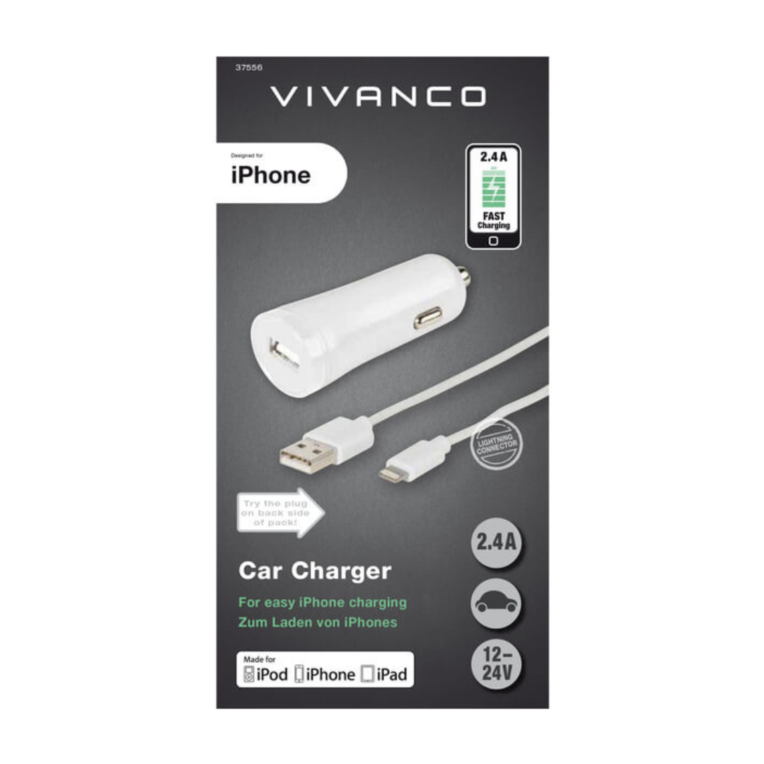 USB Car Charger Kit 2.4A for Apple iPhone, iPad