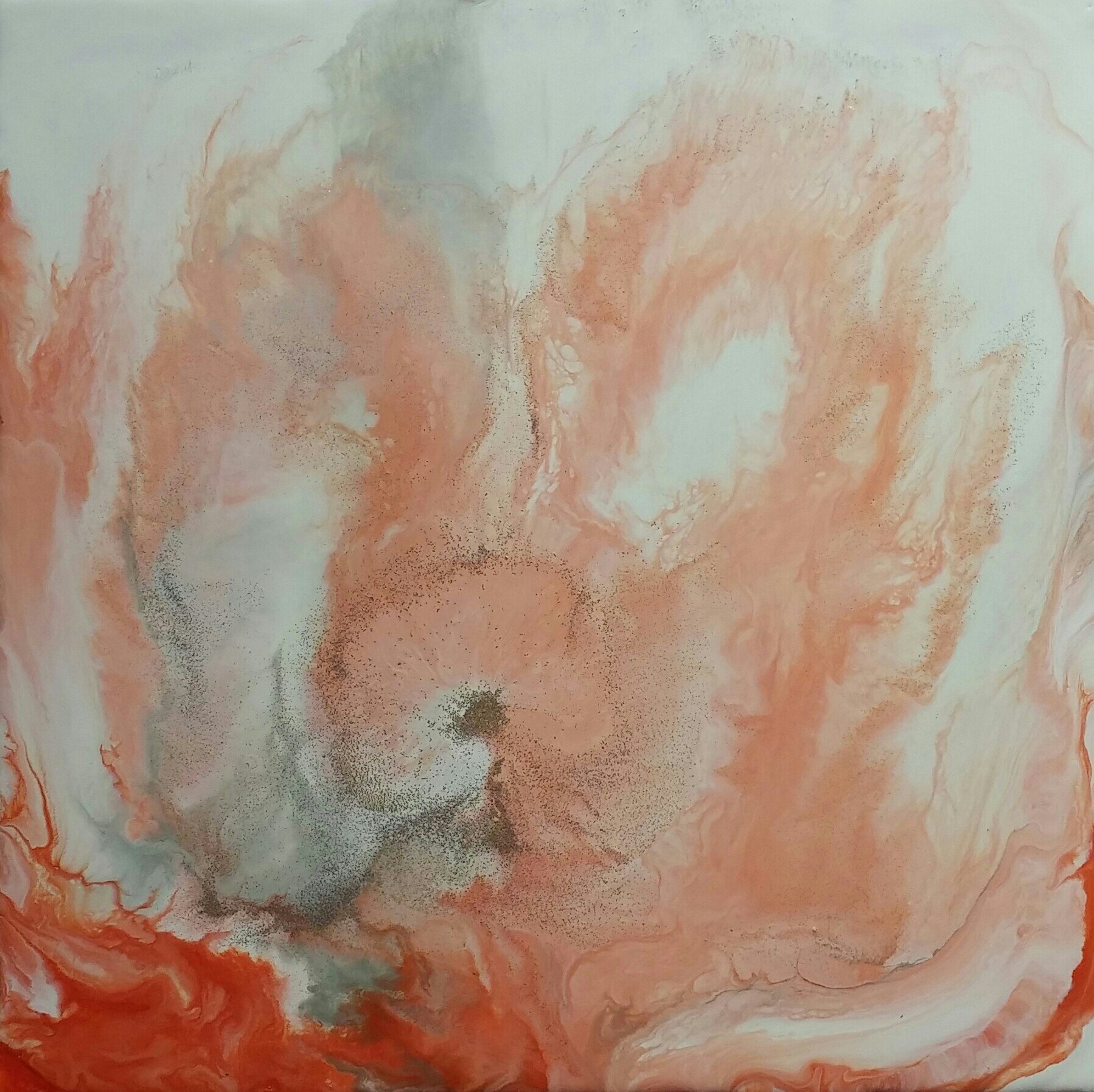 Through the Flames Encaustic on board, 12x12 https://eainm.com/member-gallery-l-graveline/ 