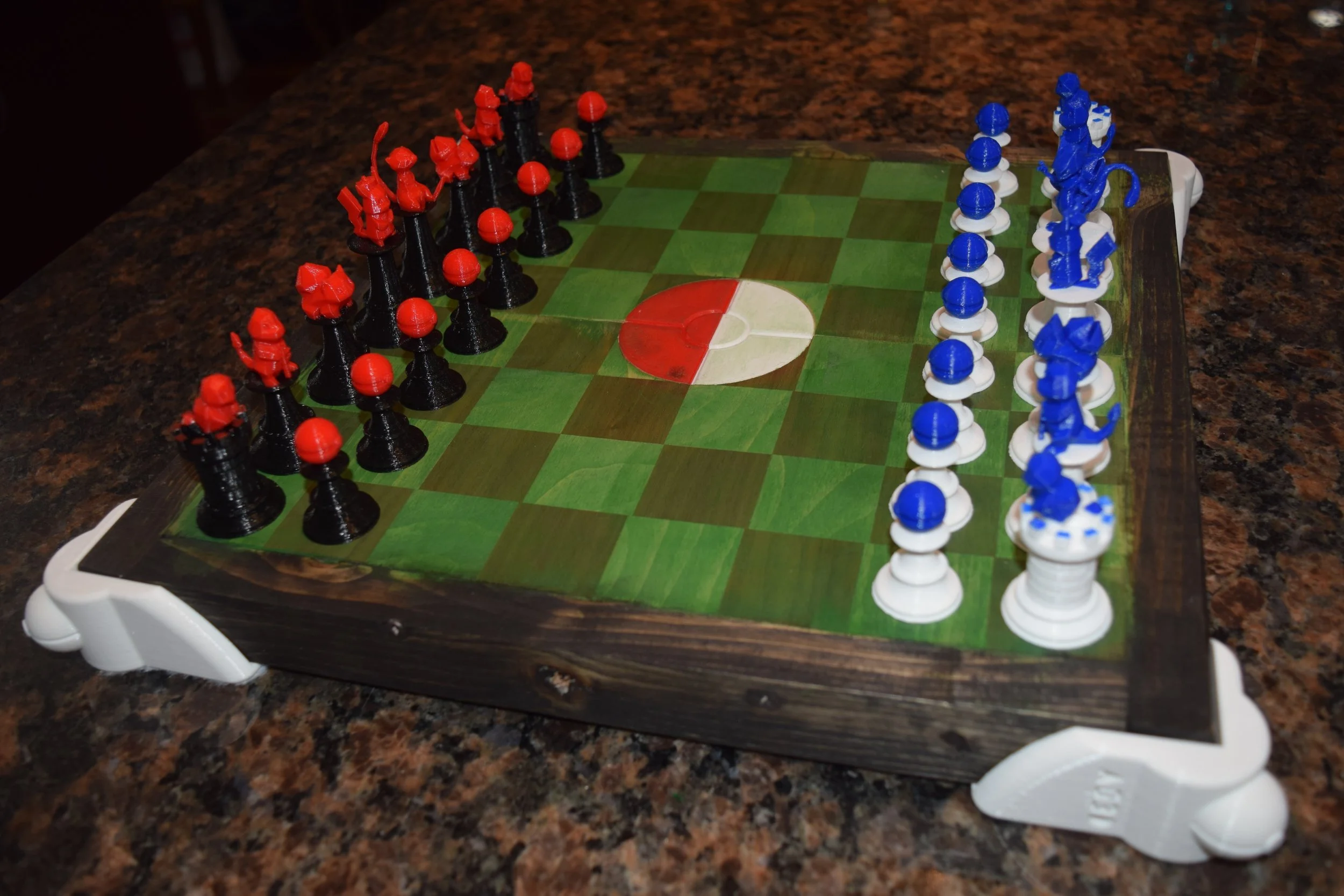 Custom Multi-Color Pokemon Stadium Chess Set and Board