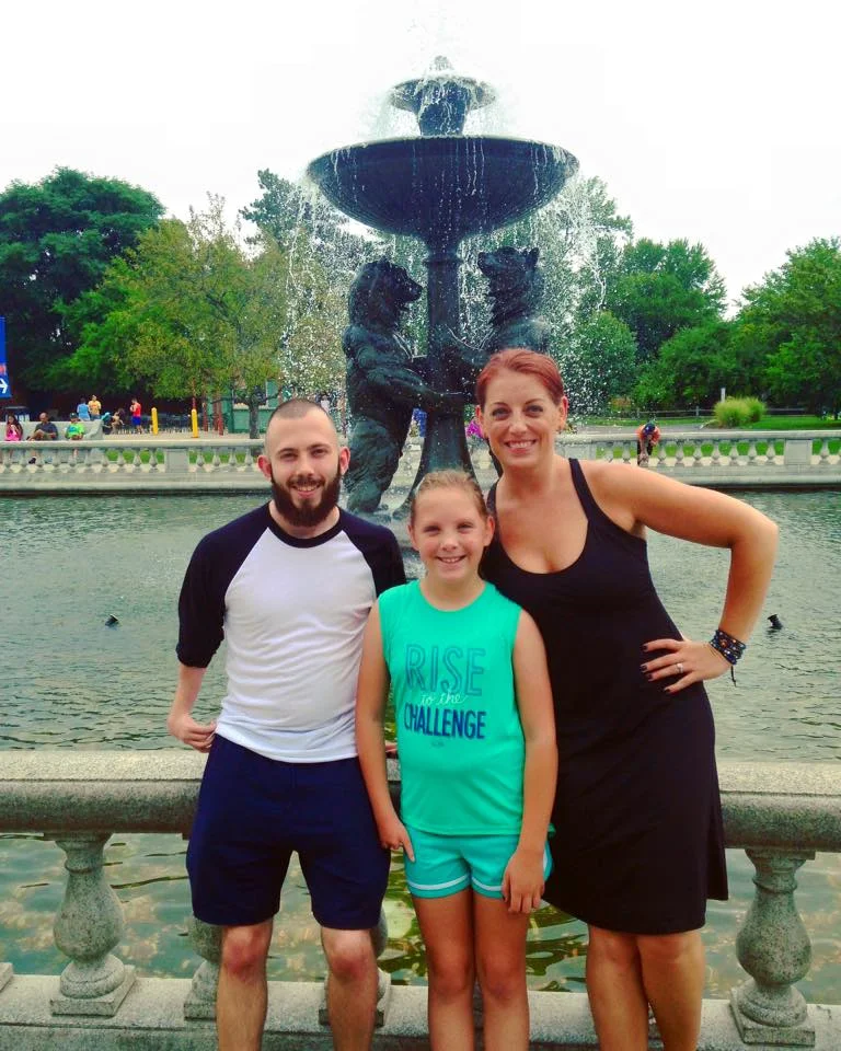 At the infamous Detroit Zoo fountain with Ryan (middle) and Molly (right).