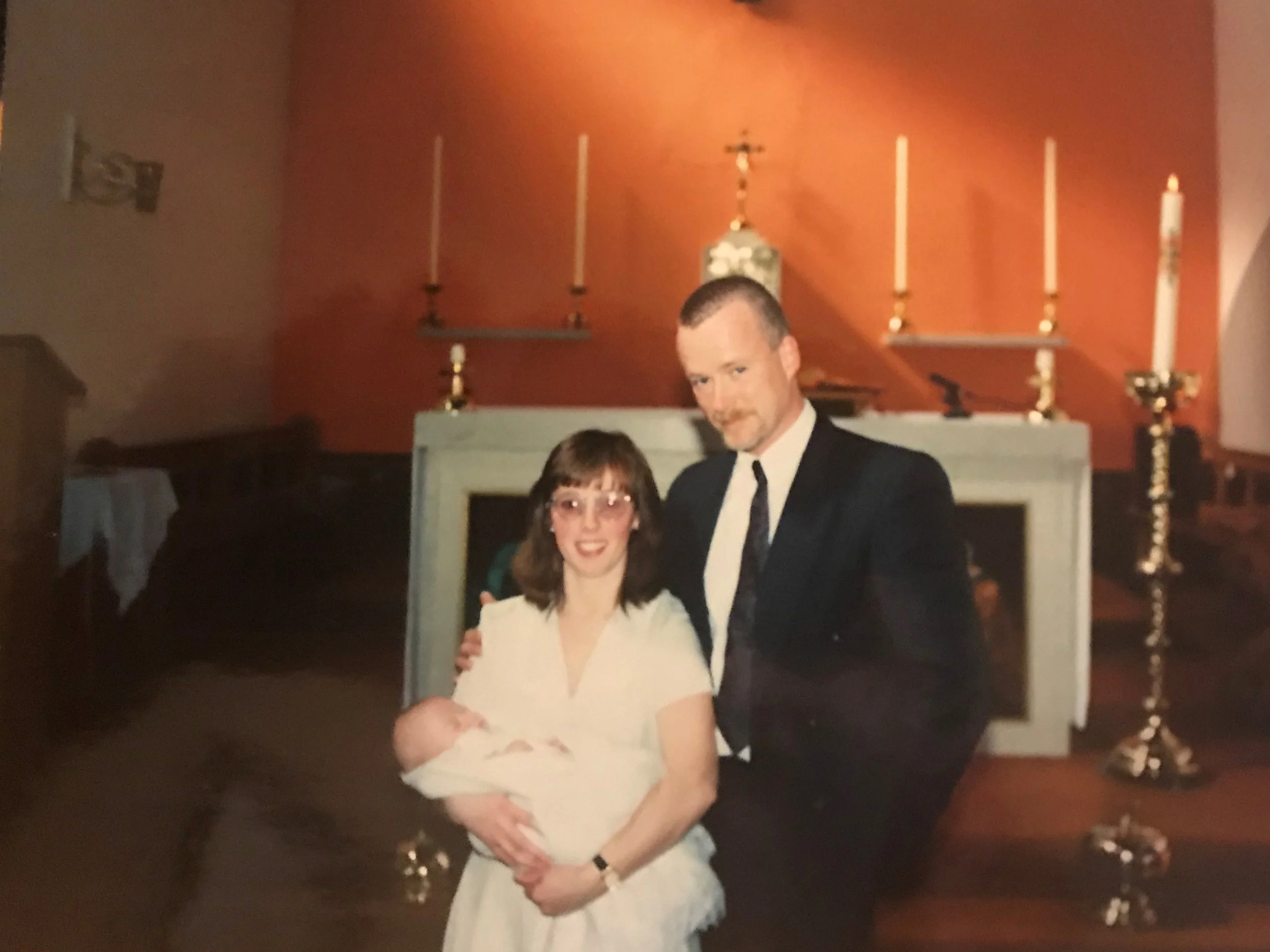Myself and Alan at Harry's christening, 1995.