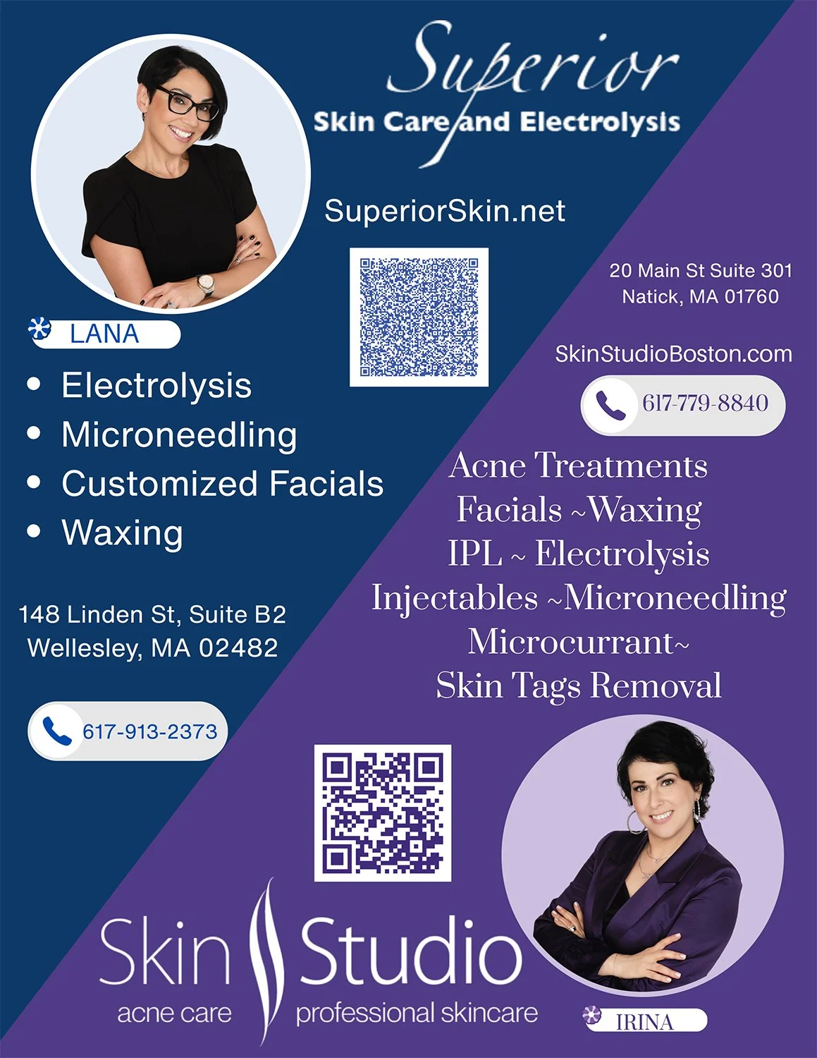 Superior Skin Care and Electrolysis (Wellesley) and Skin Studio (Natick)