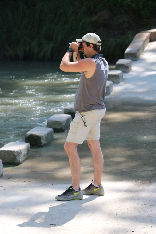 Carl J. Franklin searching for Cagle’s map turtles ( Graptemys caglei ) at Palmetto State Park (Gonzales County, Texas). Photograph by George L. Heinrich.