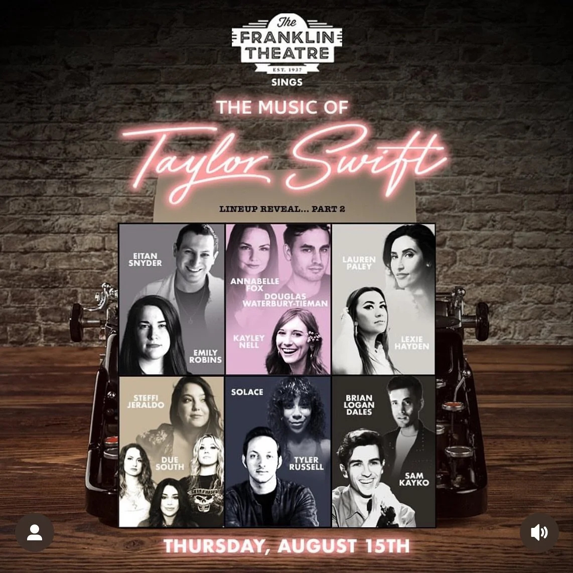 SO excited to be featured in this incredible lineup of artists! Grab your tickets at FranklinTheatre.com! @franklintheatre #theerastour #taylorsversion #nashvilletn