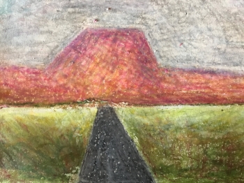 Mesa, water color and crayola, 8" x 8"