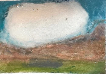 A Cloud, Watercolor and Crayola, 4" x 4"
