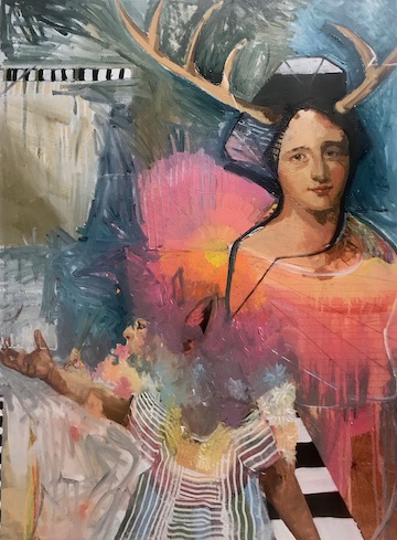 Ciervo, 2019 Oil and metal leaf on board 24” x 32”