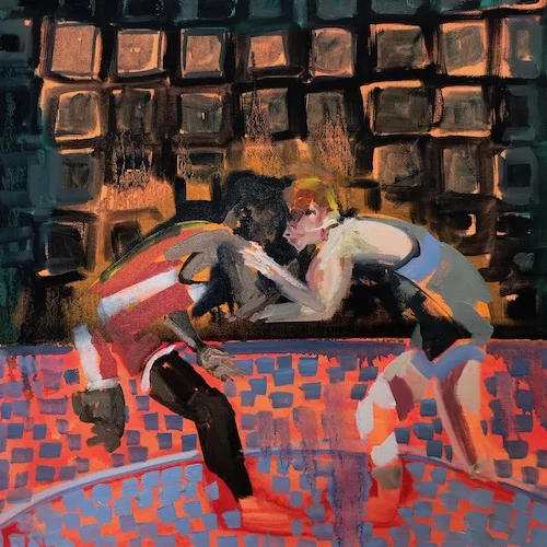 The Wrestlers, 2019 oil on canvas 18” x 18”