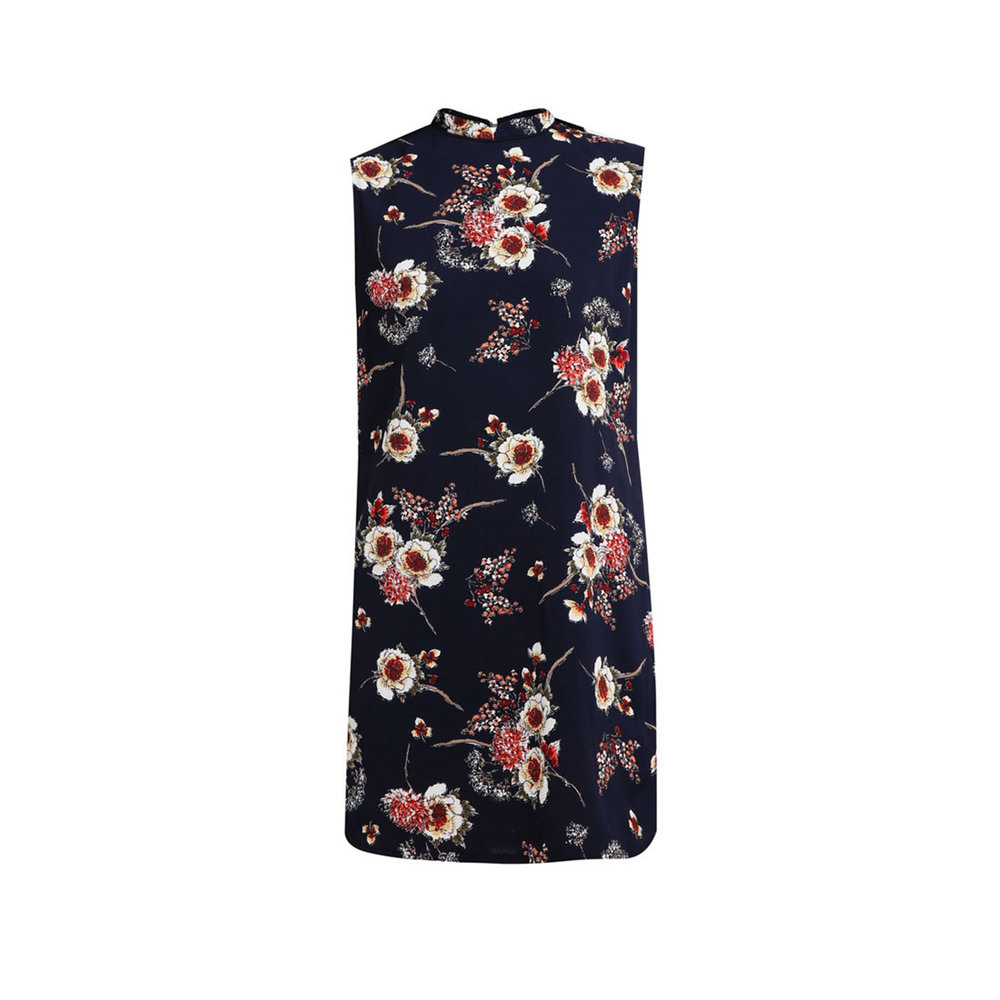 Printed Mandarin Collar Dress with Trimmings, £19, Zalora