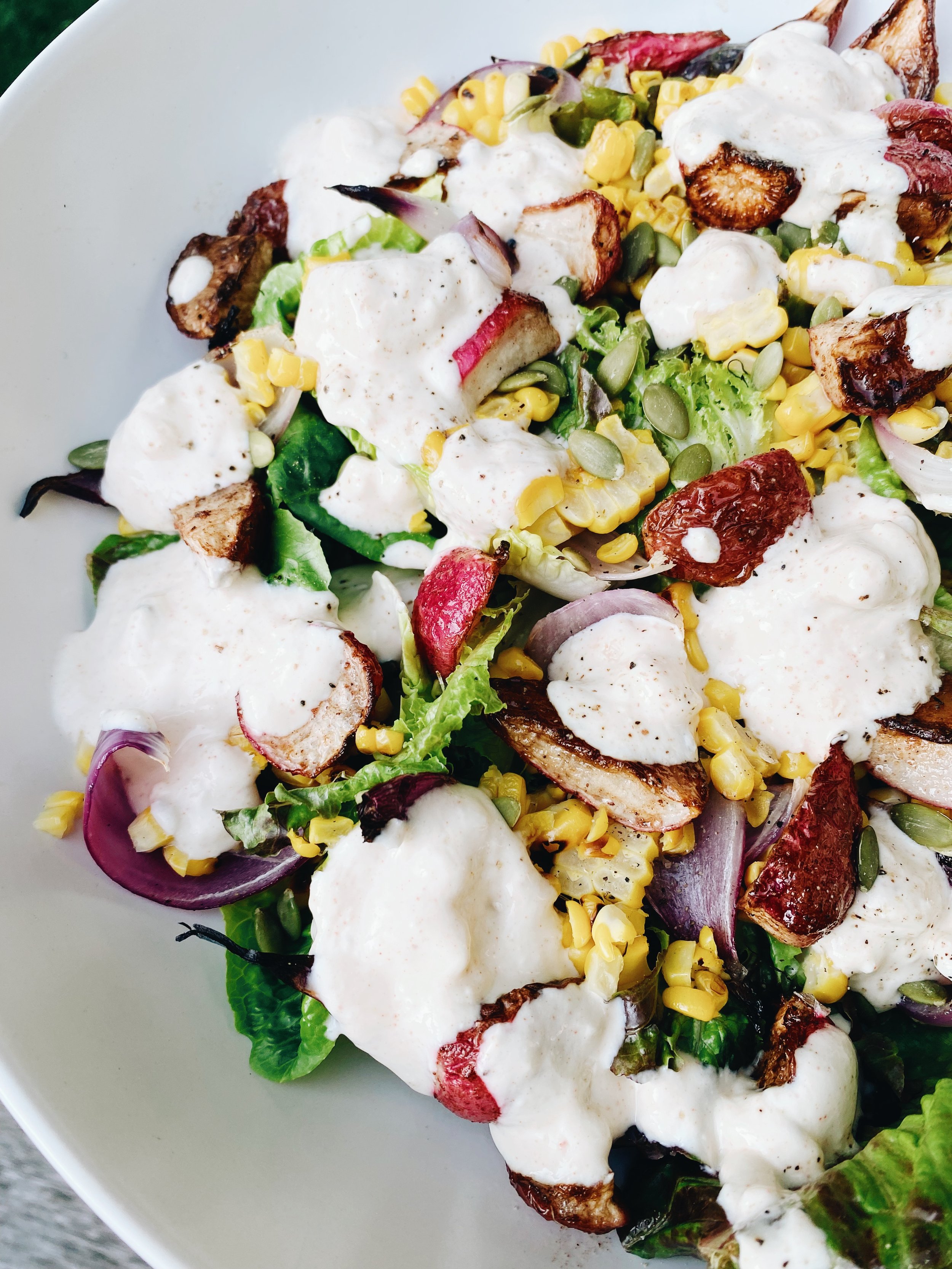 Grilled Corn and Radish Salad