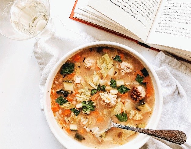 Turkey Meatball Cannellini Bean &amp; Vegetable Soup