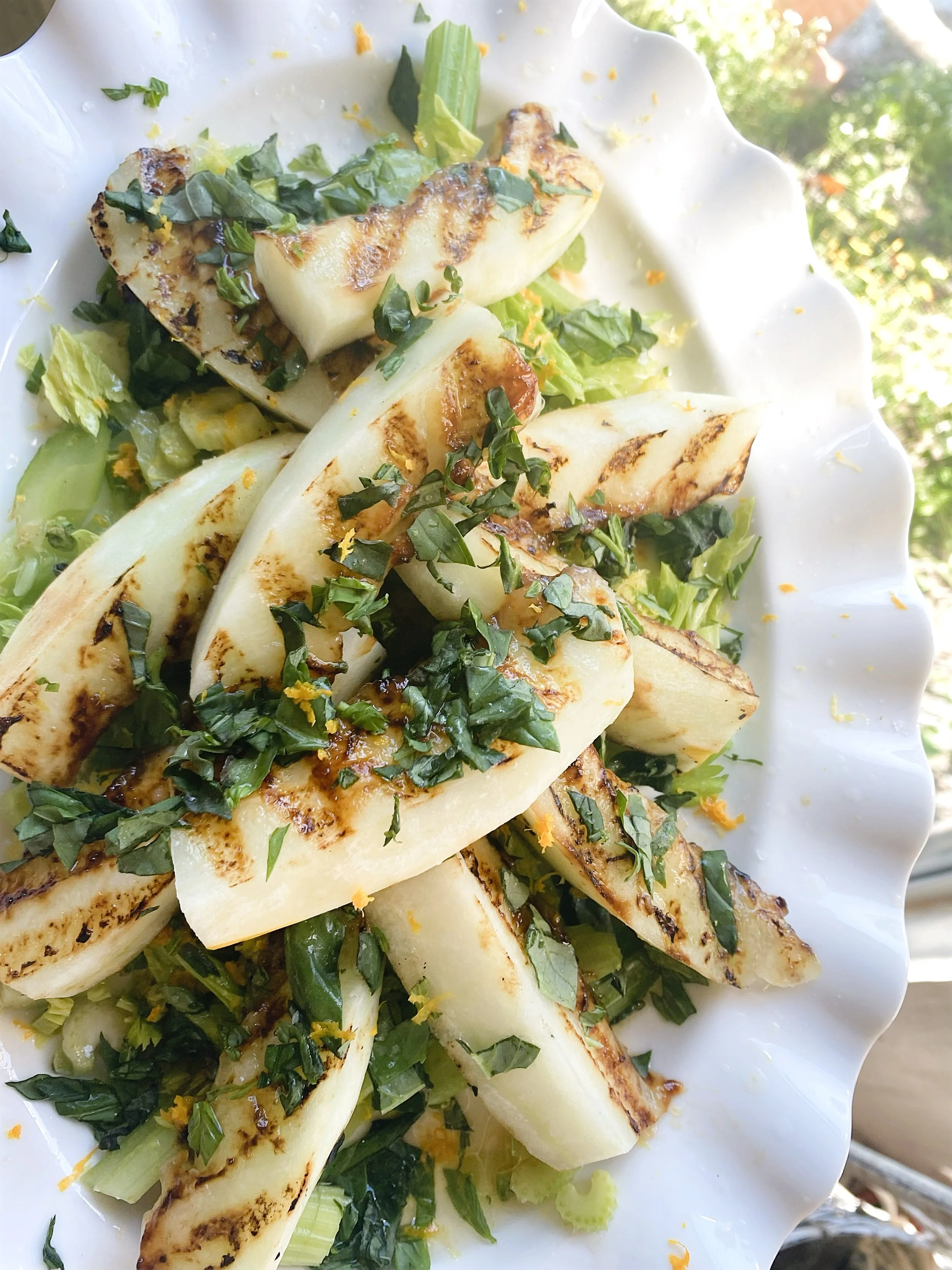 Celery Salad with Grilled Melon