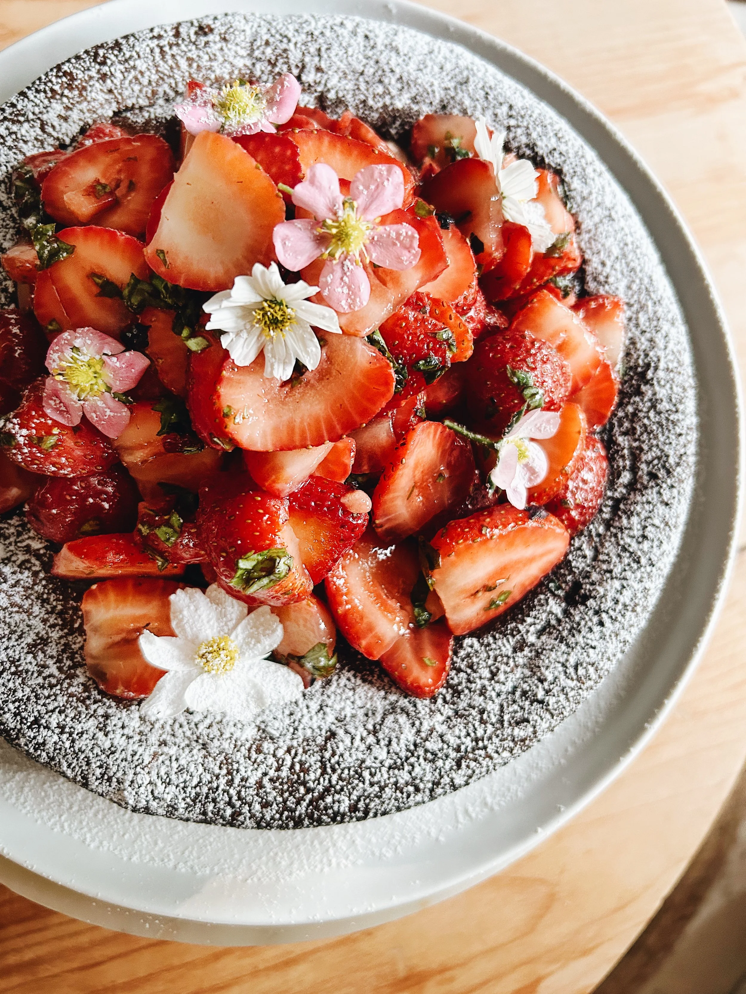 Strawberry Basil Polenta Cake