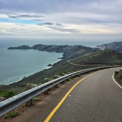 Driving through the Marin Headlands