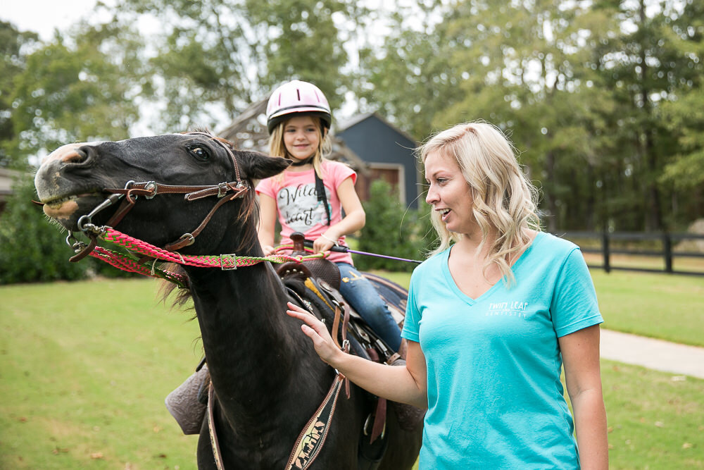  Jada is actually afraid of horses, so convincing her to pet Lollipop was a big feat! 