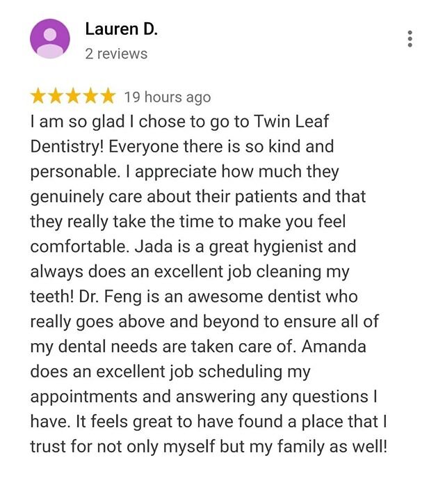 We love getting feedback from our patients. Thanks for the kind words, Lauren!!
.
.
.
.
.
#apexdentist #apexnc #hollyspringsnc #hollyspringsdentist #happypatient #teamwork