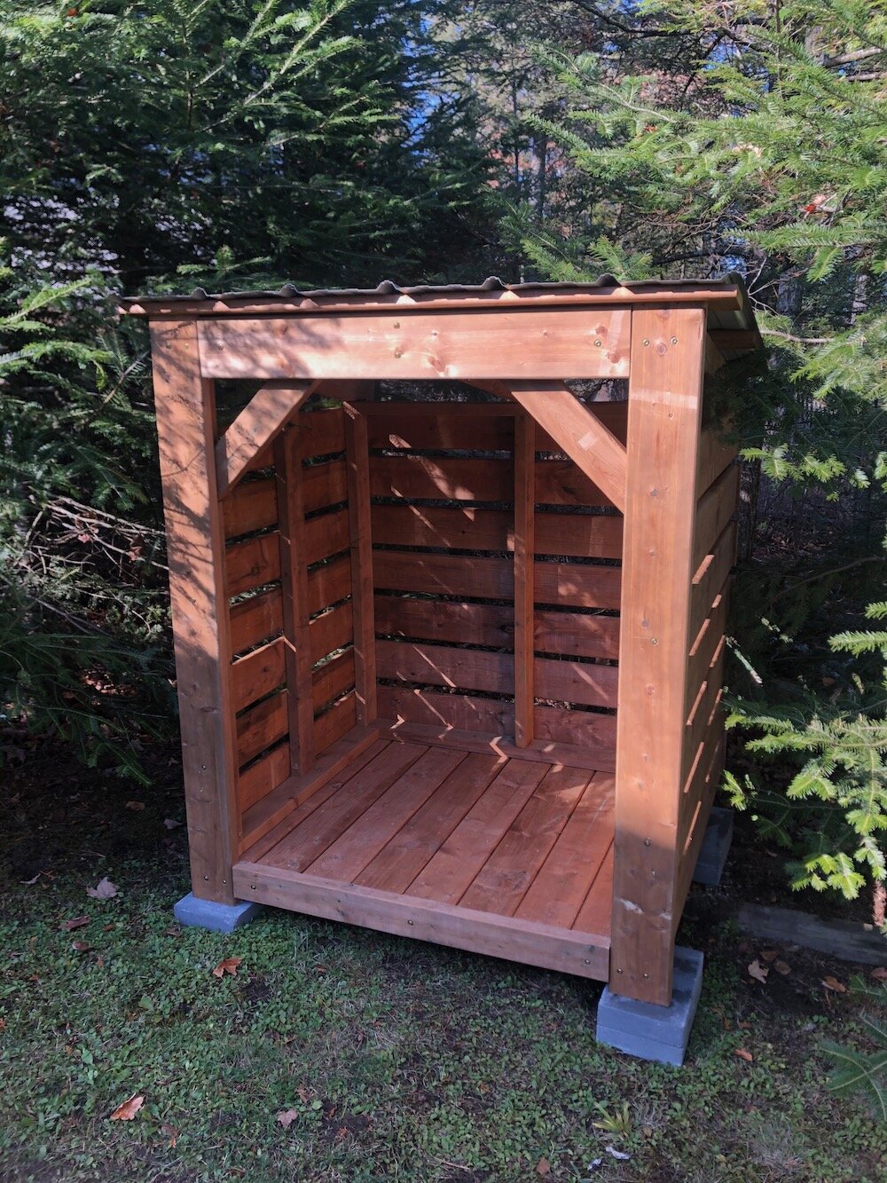 Small Fire Wood Roofed Shelters - Storage Rack Solutions