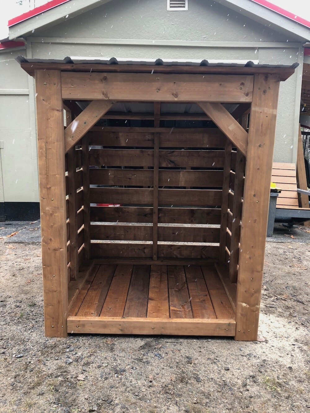 Small Fire Wood Roofed Shelters - Storage Rack Solutions